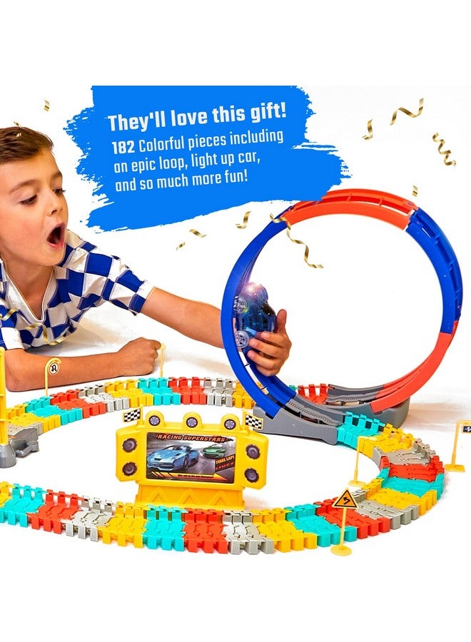 Race Track Glow In The Dark Magic Toy Set, Kids Light Up Flexible Car Tracks - Best Birthday Gift For Boys Girls And Toddlers 3 4 5 6 7 8 Year Old