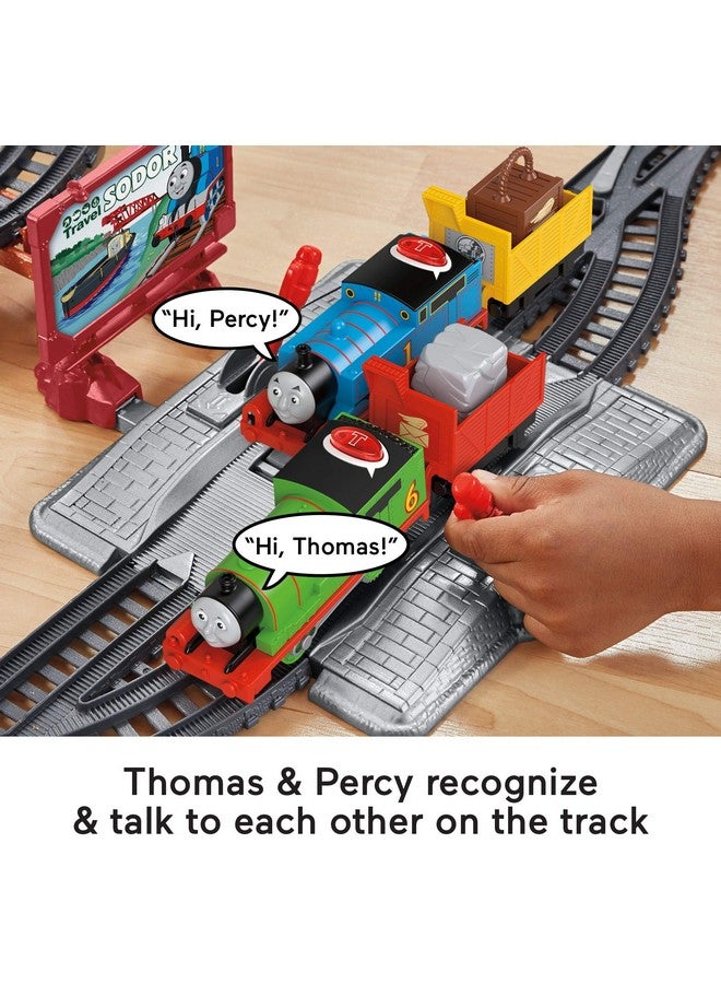 Talking Thomas & Percy Train Set, Motorized Train And Track Set For Preschool Kids Ages 3 Years And Older