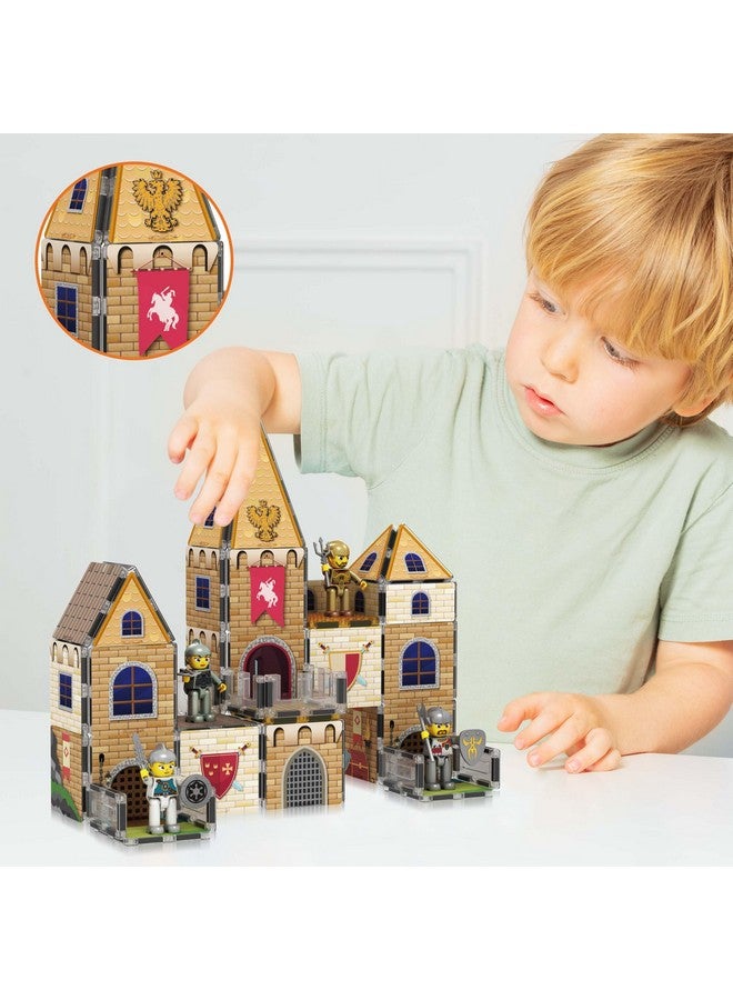 70Pc Middle Age Medieval And Castle Theme Tile 2In1 8 Character Action Figures Magnet Tiles Building Block Pretend Magnetic Play Fine Motor Skill Stem Educational Construction Age3+ Ptq01