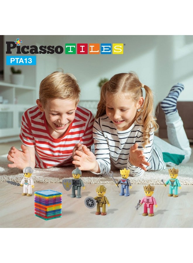 Picasso Toys Magnetic Action Figures 8 Piece Medieval King And Knights Character For Building Blocks Tiles Construction Toddler Toy Set Magnets Expansion Pack Educational Stem Pretend Playset Pta13