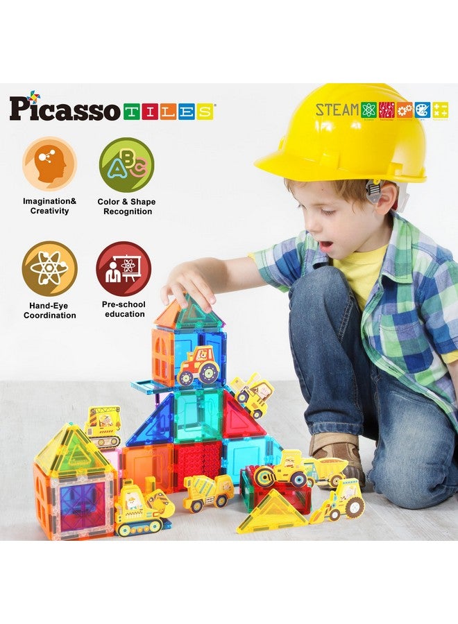 Magnet Building Tile Blocks Addon 8 Magnetized Action Figures Construction Vehicle Zoo Animal Theme Compatible With Magnetic Build Tiles Playset Stem Learning Girls Boys Ages 3+ Pta21