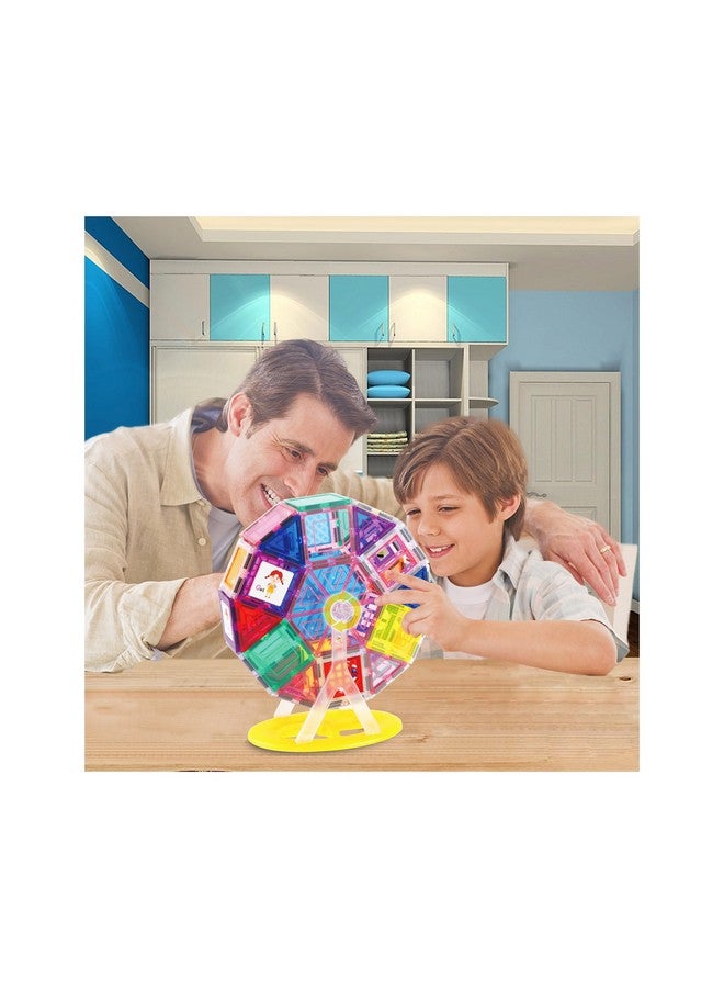 Magnet Tile Building Blocks Ferris Wheel Amusement Rotating Playset Multi Structural Magnetic Tiles Toddlers Kids Educational Stem Learning Kit 3D Construction Block Toy Set Ages 3+ Pt01