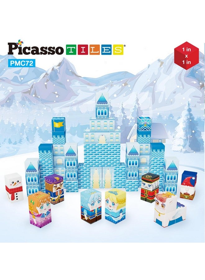 Magnet Cube Winter Ice Themed Mix And Match Building Block Castle Construction Toy With 7 Magnetic Cubed Character Action Figures Stem Learning Education Sensory Pretend Play Age 3+ Pmc72