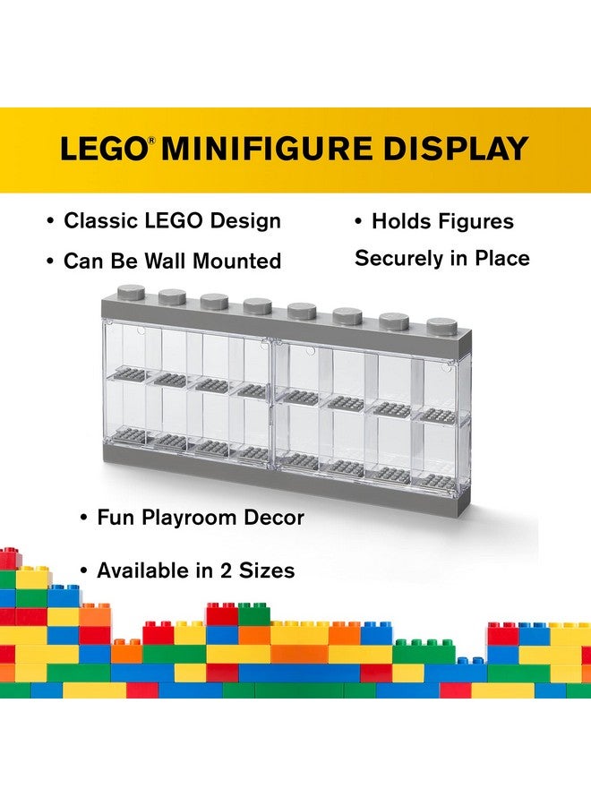Lego Minifigure Display Case Stackable Storage Container For Desktop Or Wall Mounting 15.04 X 7.24In 8 Stud Medium Stone Grey Holds 16 Standard Brick People