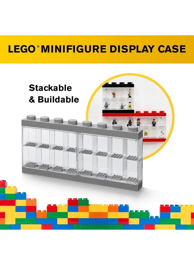 Lego Minifigure Display Case Stackable Storage Container For Desktop Or Wall Mounting 15.04 X 7.24In 8 Stud Medium Stone Grey Holds 16 Standard Brick People