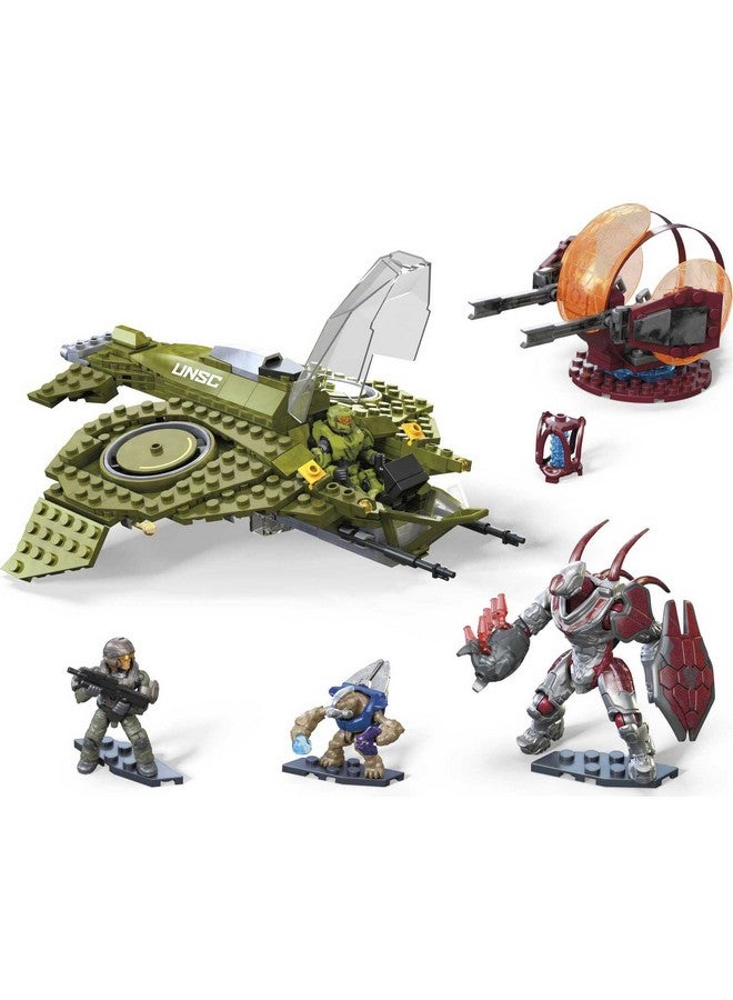 Halo Infinite Toy Vehicle Building Set, Unsc Wasp Onslaught Aircraft With 4 Poseable, Collectable Micro Action Figures And Accessories