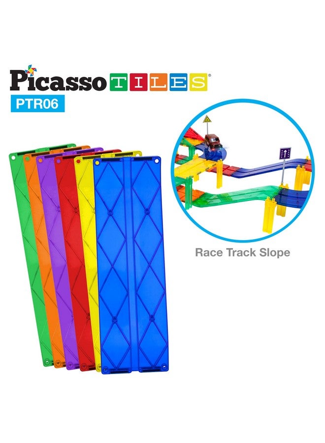 6 Piece Race Track Ramp Magnetic Building Block Set Magnet Tiles Construction Toy Stem Learning Kit Education Playset Playboard Pretend Play Stacking Blocks Child Brain Development Ptr06