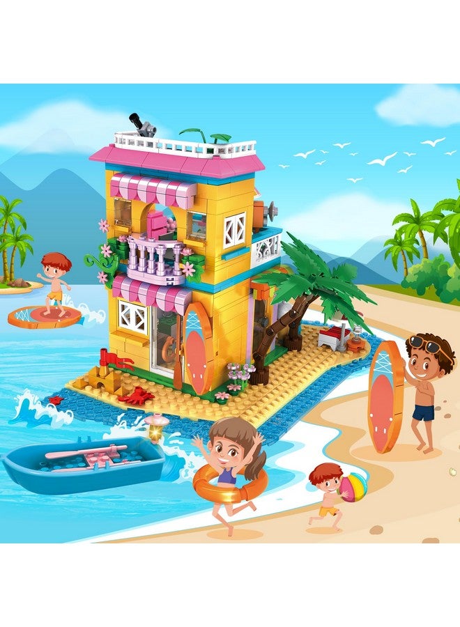 Beach House Building Set Seaside Villa Building Toys Friends Vacation Hut Construction Blocks 586Pcs Cottage Playset Birthday For Kids Girls Boys Age 6 7 8 9 10 11 12 Years