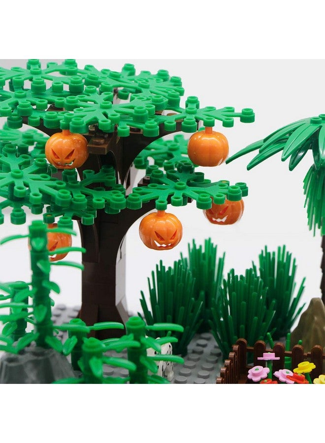 Plants Tree Accessories Jungle Botanical Parts Bricks Flower Leaf Forest Flower Plants Pieces Building Blocks Set Animals Farm Squirrel Birds Grass Garden House Toy (Without Baseplate)