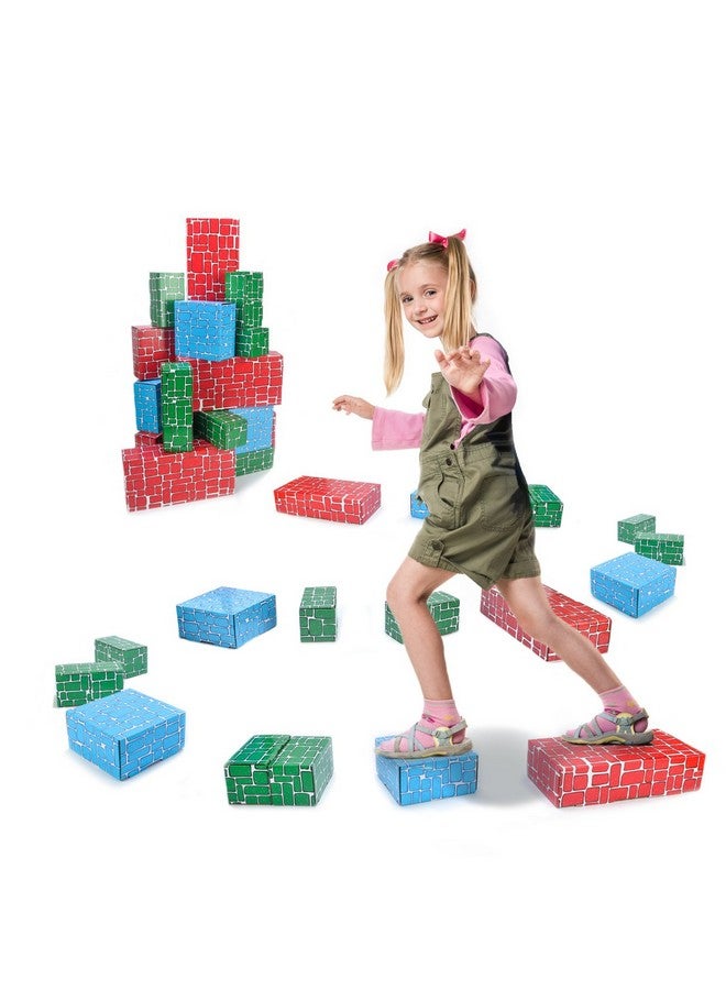 Cardboard Building Block, Exercise N Play 40Pcs Extra Thick Jumbo Giant Building Blocks In 3 Sizes For Kids