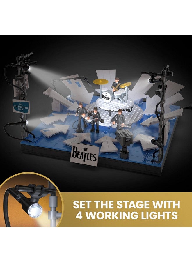 The Beatles Building Set With 681 Pieces, 4 Poseable Action Figures And Ed Sullivan Stage, With Led Lights, For Adult Collectors