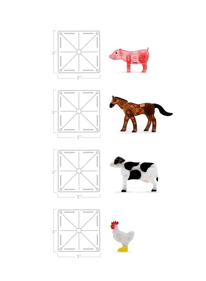 Farm Animals 25 Piece Magnetic Construction Set, The Original Magnetic Building Brand