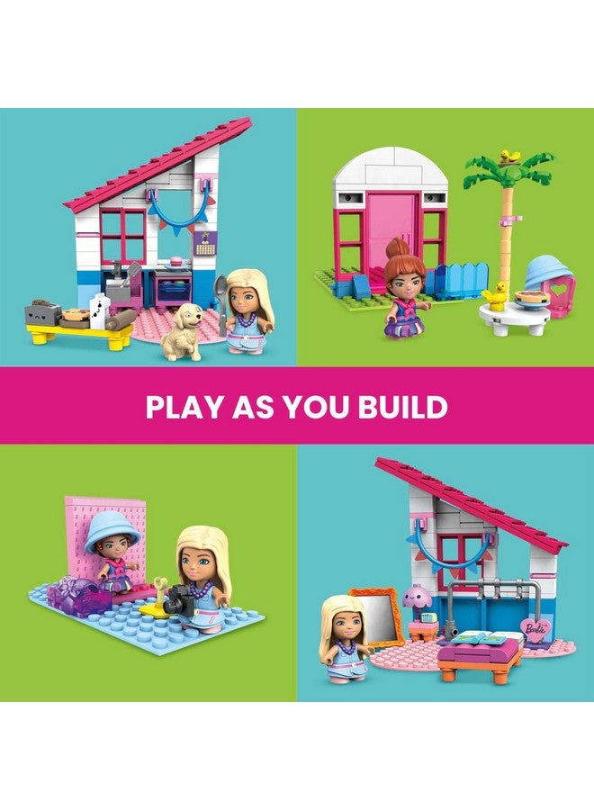 Barbie Building Toys Playset, Malibu Dream House With 303 Pieces, 2 Micro Dolls, Accessories And Furniture, 3 Pets