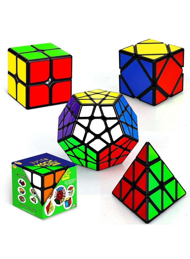 Speed Cube Set 5 Pack Magic Cube Includes Speed Cubes 3X3 2X2 Speed Cube Pyramid Cube Megaminx Cube Puzzle Cube Bundle For Kids & Adults