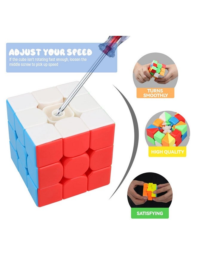 Speed Cube Set 5 Pack Magic Cube Includes Speed Cubes 3X3 2X2 Speed Cube Pyramid Cube Megaminx Cube Puzzle Cube Bundle For Kids & Adults