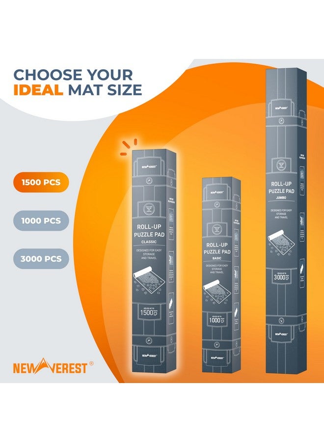 Jigsaw Puzzle Mat Roll Up, Saver Pad 46” X 26” Portable Keeper Up To 1500 Pieces With Non Slip Rubber Bottom And Smooth Polyester Top + 3 Puzzle Sorting Trays And Travel Friendly Storage Bag