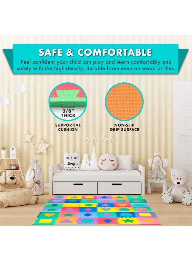 Kids Foam Puzzle Floor Play Mat With Shapes & Colors 36 Tiles, 12