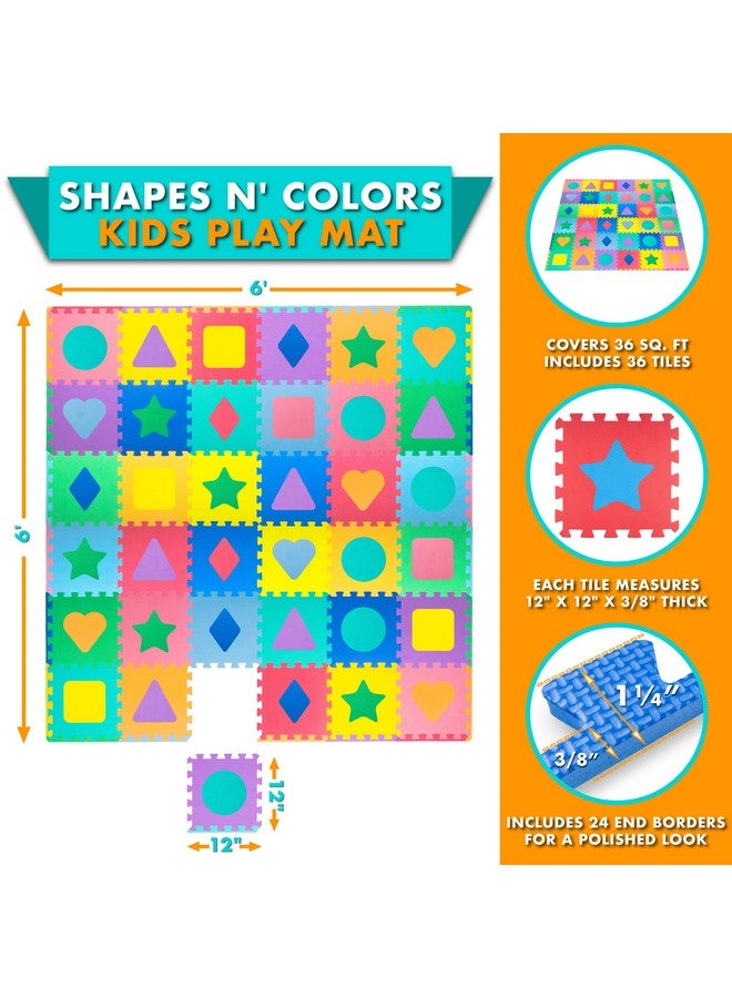 Kids Foam Puzzle Floor Play Mat With Shapes & Colors 36 Tiles, 12