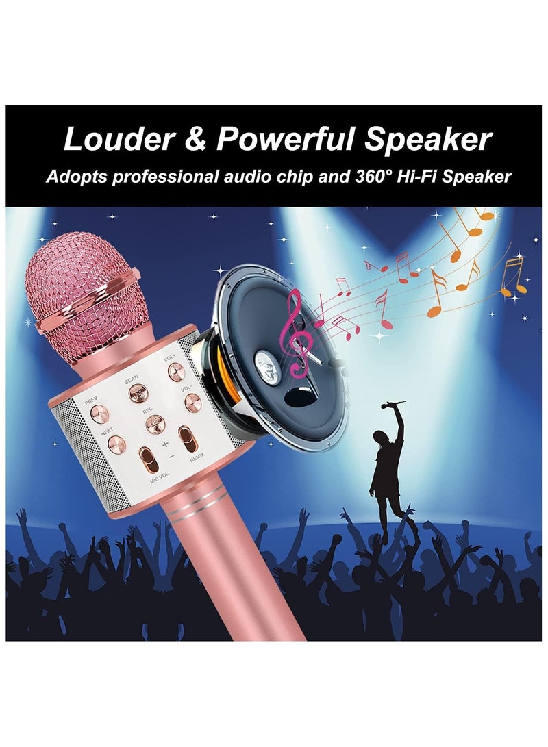 ZZLWAN Girls Toys Microphone for Kids,Bluetooth Karaoke Microphone Wireless for Adults,Girl Toys Ages 4-5,6 7 8 9 10 Year Old Girl Birthday Gifts Ideas(ROSE gold)