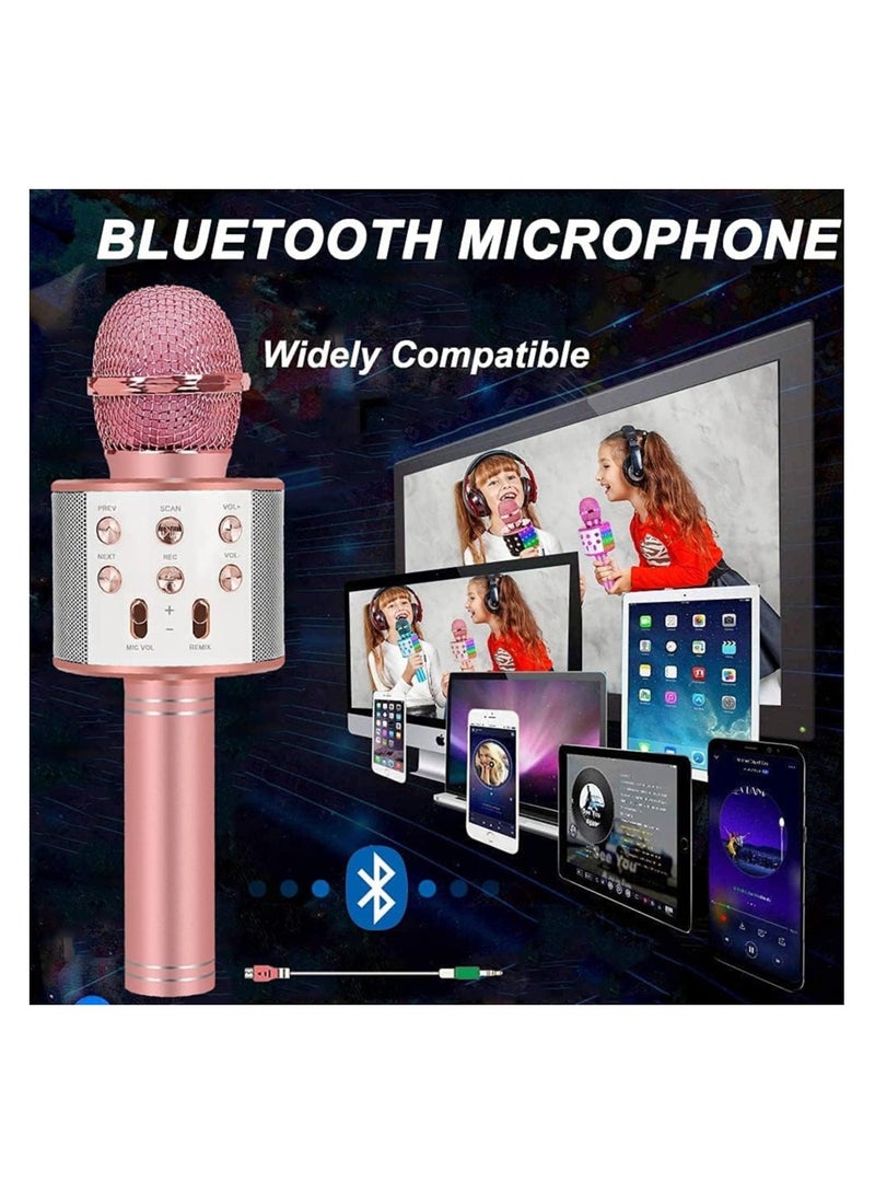 ZZLWAN Girls Toys Microphone for Kids,Bluetooth Karaoke Microphone Wireless for Adults,Girl Toys Ages 4-5,6 7 8 9 10 Year Old Girl Birthday Gifts Ideas(ROSE gold)