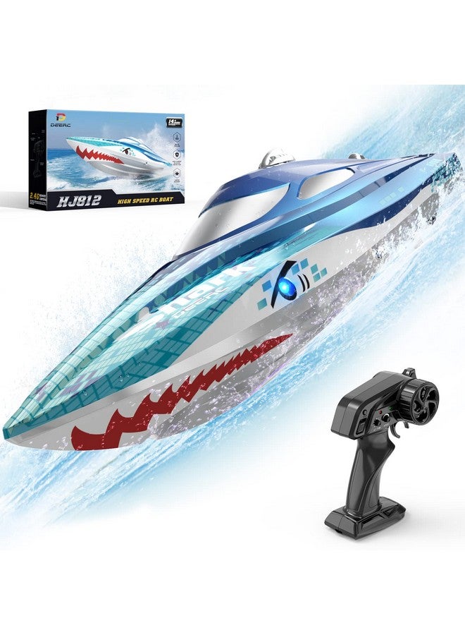 Full Proportional Remote Control Boat With Led Lights Shark Graffiti 20+ Mph 2.4Ghz High Speed Rc Racing Boats For Lakes Pool Toys For Kids & Adults