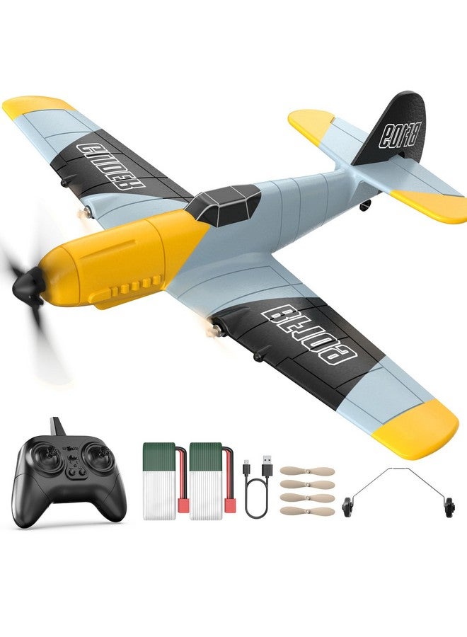 Rc Plane 3 Channel Bf 109 Remote Control Airplane Fighter Toys 2.4Ghz 6 Axis Gyro Stabilizer Rtf Glider Aircraft Plane With 2 Batteries Easy To Fly For Adults Kids Beginners Boys