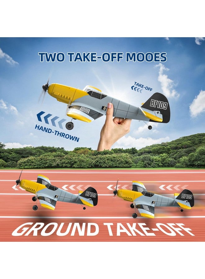 Rc Plane 3 Channel Bf 109 Remote Control Airplane Fighter Toys 2.4Ghz 6 Axis Gyro Stabilizer Rtf Glider Aircraft Plane With 2 Batteries Easy To Fly For Adults Kids Beginners Boys