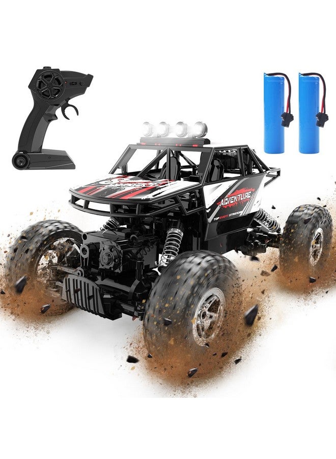 De45 Rc Cars Remote Control Car 1:14 Off Road Monster Truck Metal Shell 4Wd Dual Motors Led Headlight Rock Crawler 2.4Ghz All Terrain Hobby Truck With 2 Batteries For 90 Min Play Boy Adult Gifts