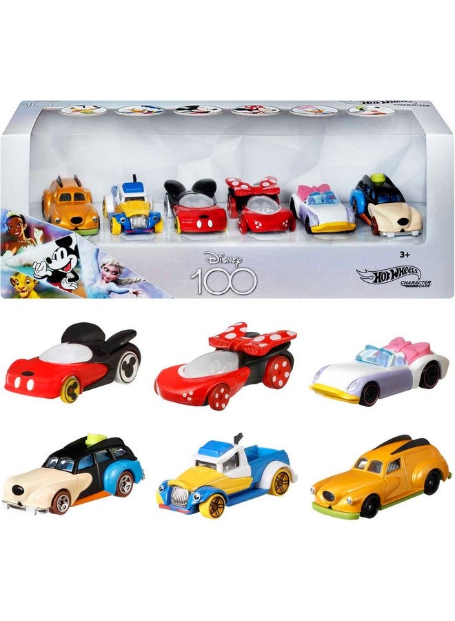 Mattel Disney Toy Cars 6 Pack, Set Of 6 Character Vehicles In Collectable Packaging: Mickey, Minnie, Pluto, Daisy, Donald & Goofy