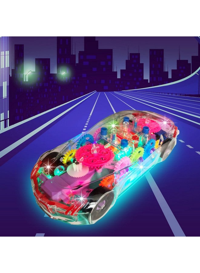 Light Up Transparent Sensory Car Toy For Kids, 1Pc, Bump And Go Toy Car With Colorful Moving Gears, Music, And Led Effects, Fun Educational Toy For Kids, Great Birthday Gift Idea