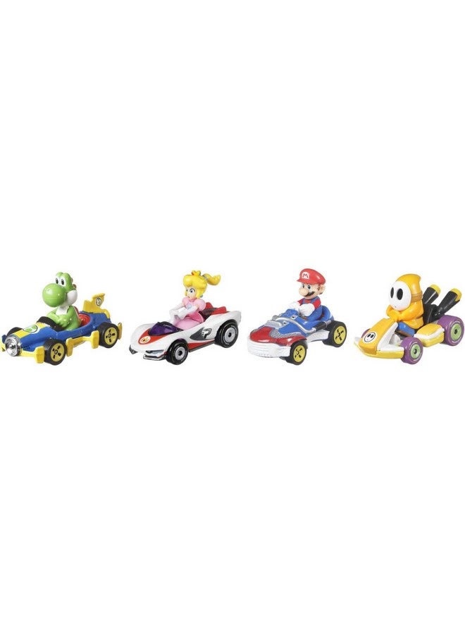 Mario Kart Toy Vehicle 4 Pack, Collectible Set Of 4 Fan Favorite Characters Includes First Appearance Orange Shy Guy