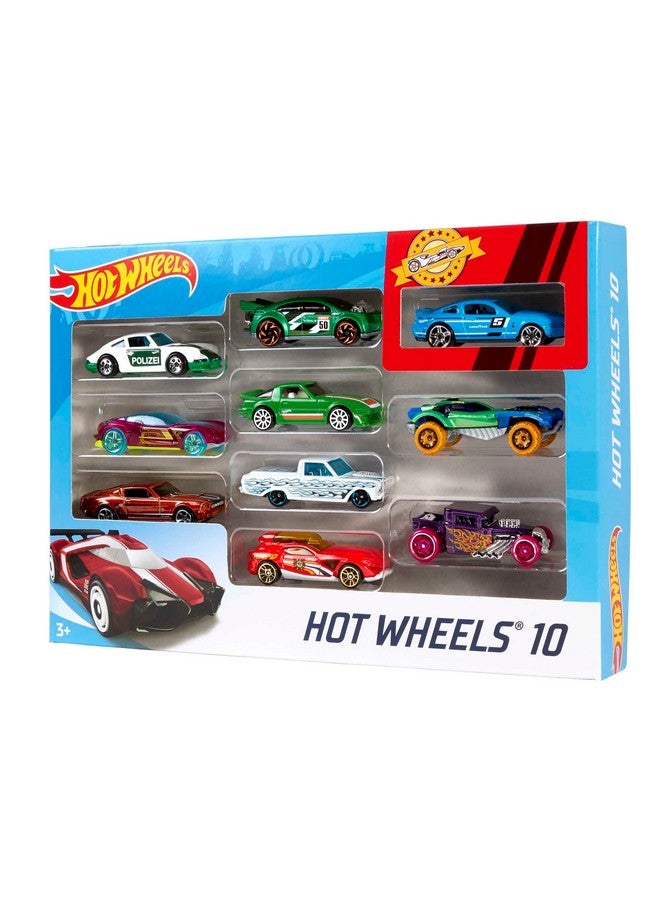 Toy Cars & Trucks 10 Pack, Set Of 10 1:64 Scale Vehicles, Includes Race Cars, Semi, Rescue Or Construction Trucks (Styles May Vary)