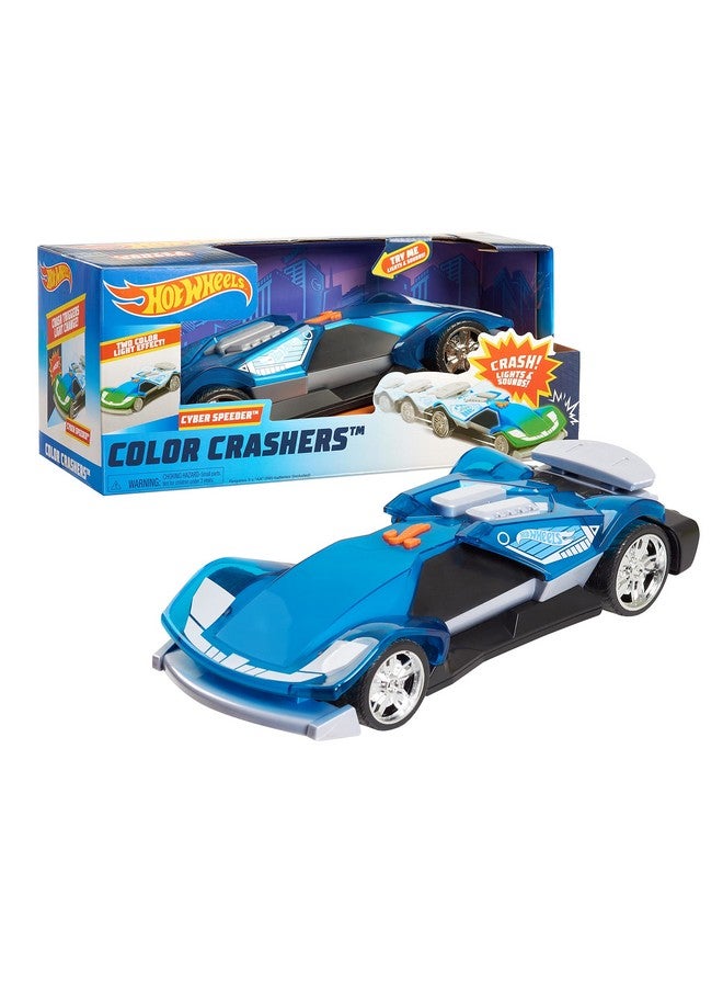 Color Crashers Cyber Speeder, Motorized Toy Car With Lights & Sounds, Blue, Kids Toys For Ages 3 Up By Just Play