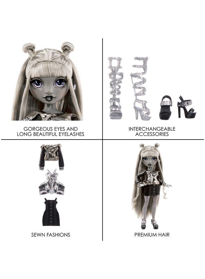 Shadow Series 1 Luna Madison Grayscale Fashion Doll. 2 Metallic Grey Designer Outfits To Mix & Match, Great Gift For Kids 6 12 Years Old And Collectors