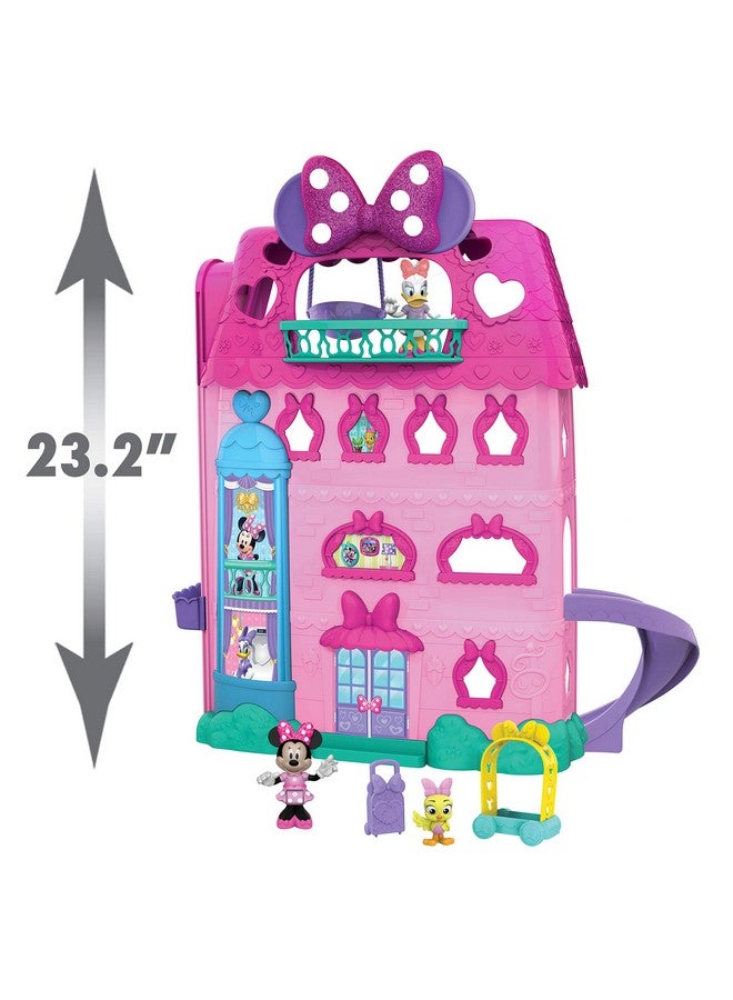 Disney Junior Minnie Mouse Bow Tel Hotel, 20 Piece 2 Sided Playset, Figures, Lights, Sounds