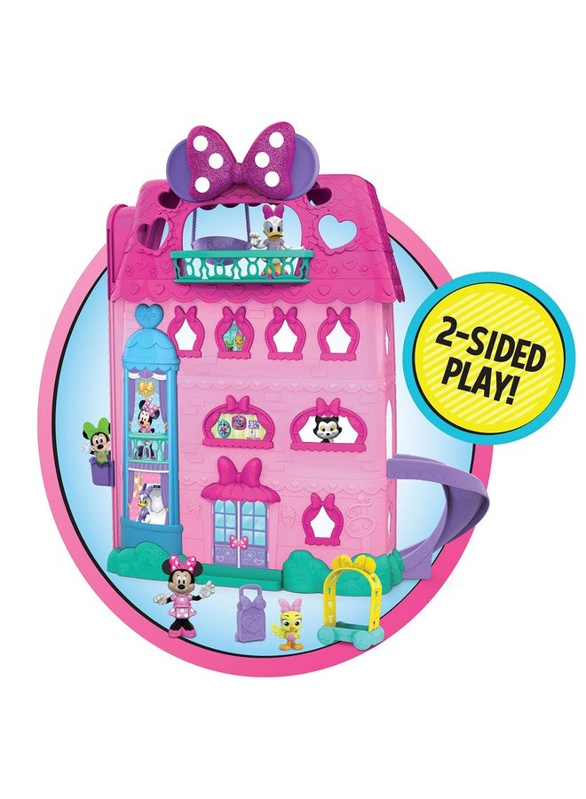 Disney Junior Minnie Mouse Bow Tel Hotel, 20 Piece 2 Sided Playset, Figures, Lights, Sounds