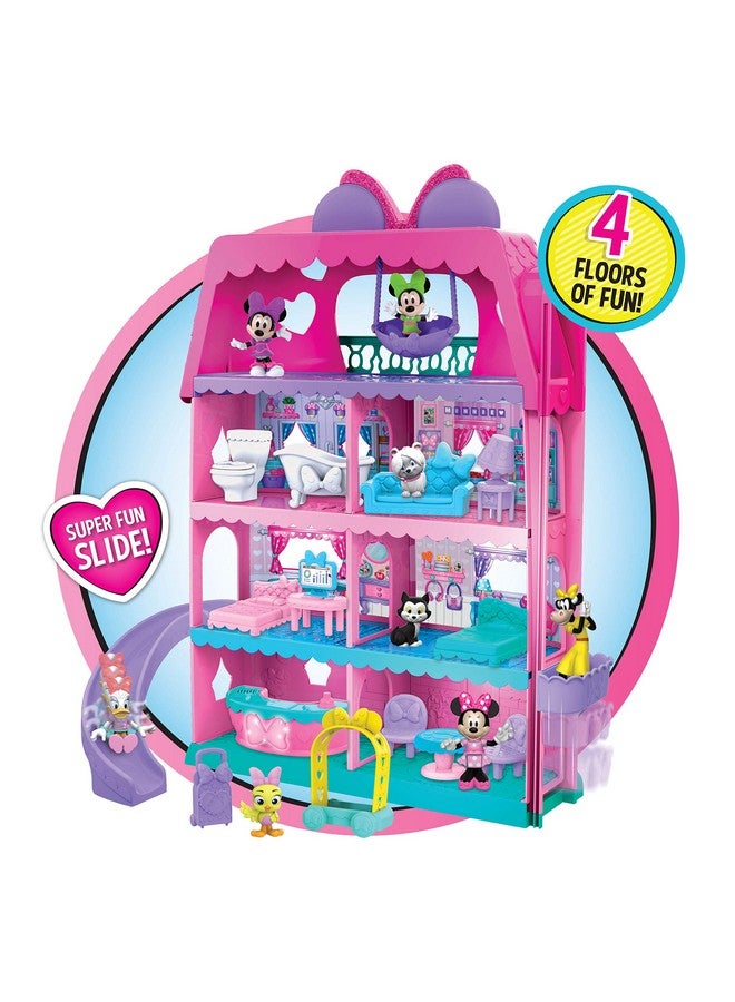 Disney Junior Minnie Mouse Bow Tel Hotel, 20 Piece 2 Sided Playset, Figures, Lights, Sounds