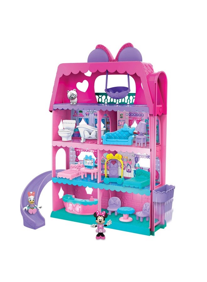 Disney Junior Minnie Mouse Bow Tel Hotel, 20 Piece 2 Sided Playset, Figures, Lights, Sounds