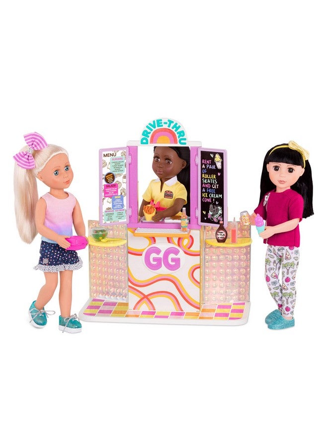 Gg Drive Thru Window Set Deluxe Play Food & Pretend Restaurant Playset For 14 Inch Dolls Toys, Clothes, And Accessories For Kids Ages 3 And Up