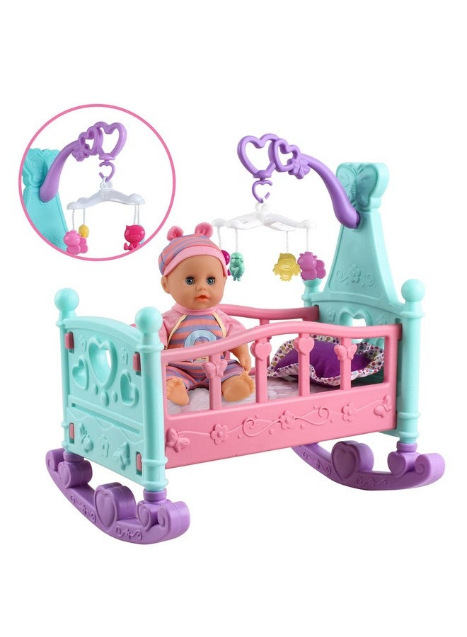 Baby Doll Set With Crib Bed High Chair Stroller Baby Doll Accessories 20 Pieces Play Set Birthday For Girls Boys Kids