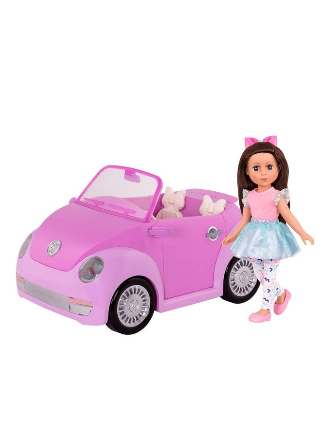 Purple Convertible Car & 14 Inch Poseable Doll Candice Rolling Wheels, Opening Doors, Trunk & Interior Storage Toys, Clothes, And Accessories For Ages 3+