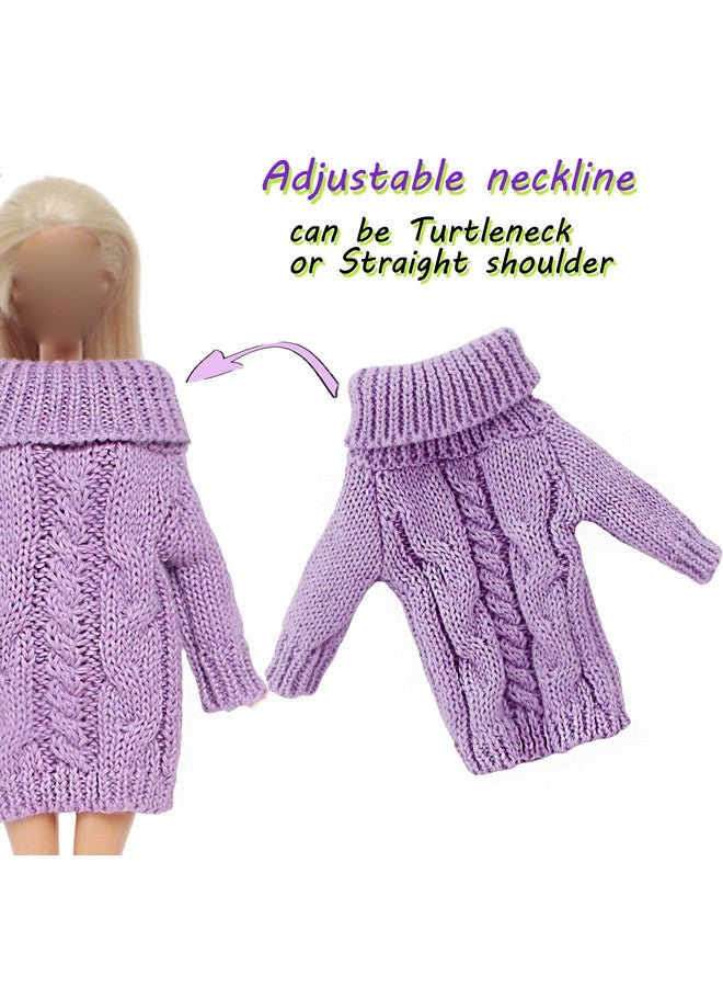 Winter Turtleneck Sweater Clothes For 11.5 Inch Girl Doll Accessories (Purple)
