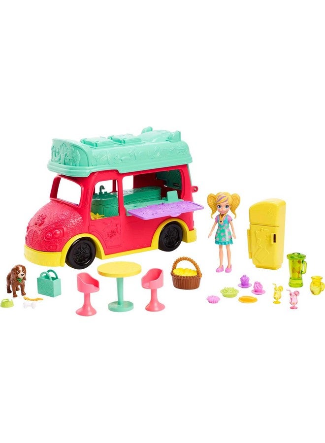 Playset With 3-Inch Doll, Pet Puppy & Food Accessories, Swirlin' Smoothie Truck Transforming Vehicle Toy