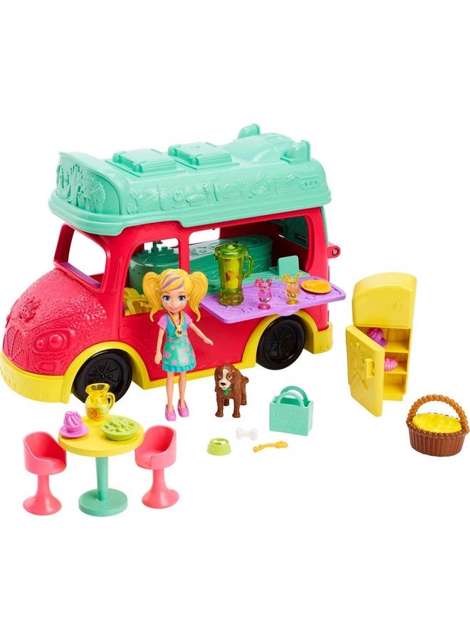 Playset With 3-Inch Doll, Pet Puppy & Food Accessories, Swirlin' Smoothie Truck Transforming Vehicle Toy