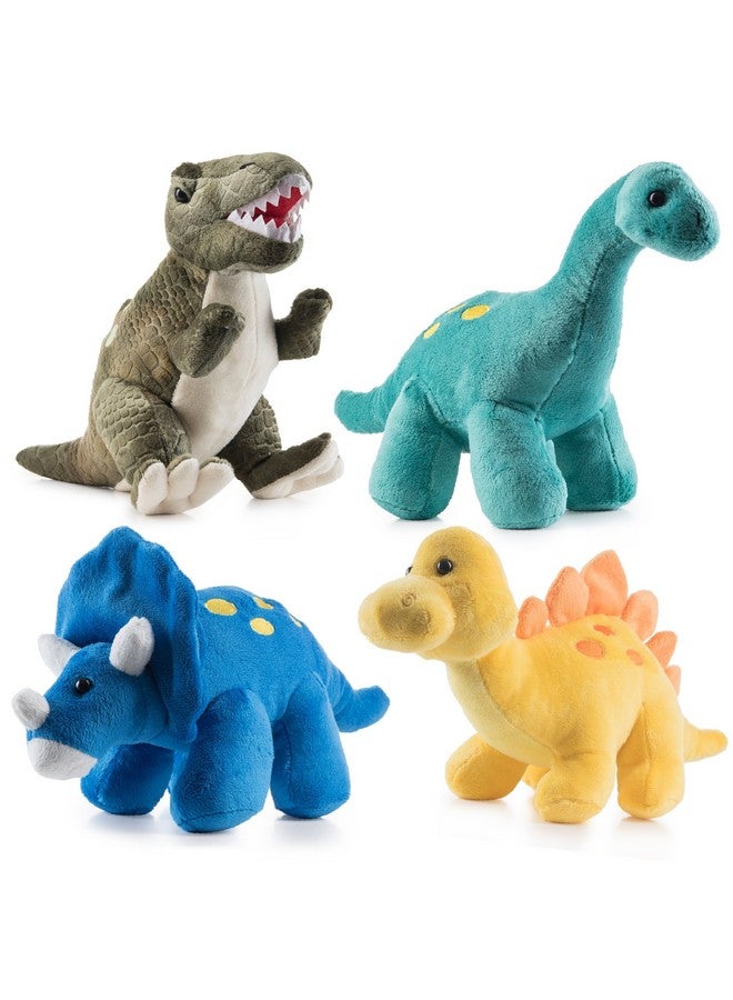 Plush Dinosaur Stuffed Animal, 4Pk, 10'' Cute Dinosaur Plush Toys For Boys & Girls Ages 3+, Stuffed Dinosaurs For Boys, Soft Dino Plush Stuffed Animals Dinosaur Party Favors, Stuffed Dinosaur