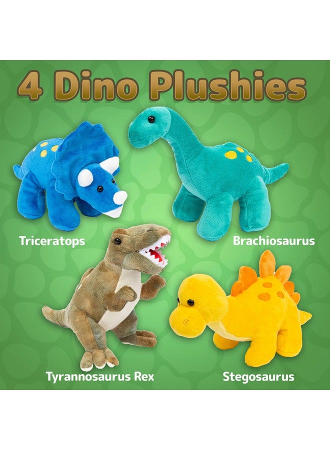 Plush Dinosaur Stuffed Animal, 4Pk, 10'' Cute Dinosaur Plush Toys For Boys & Girls Ages 3+, Stuffed Dinosaurs For Boys, Soft Dino Plush Stuffed Animals Dinosaur Party Favors, Stuffed Dinosaur