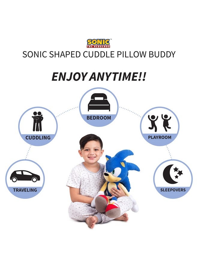 Kids Bedding Super Soft Plush Cuddle Pillow Buddy, One Size, Sonic The Hedgehog