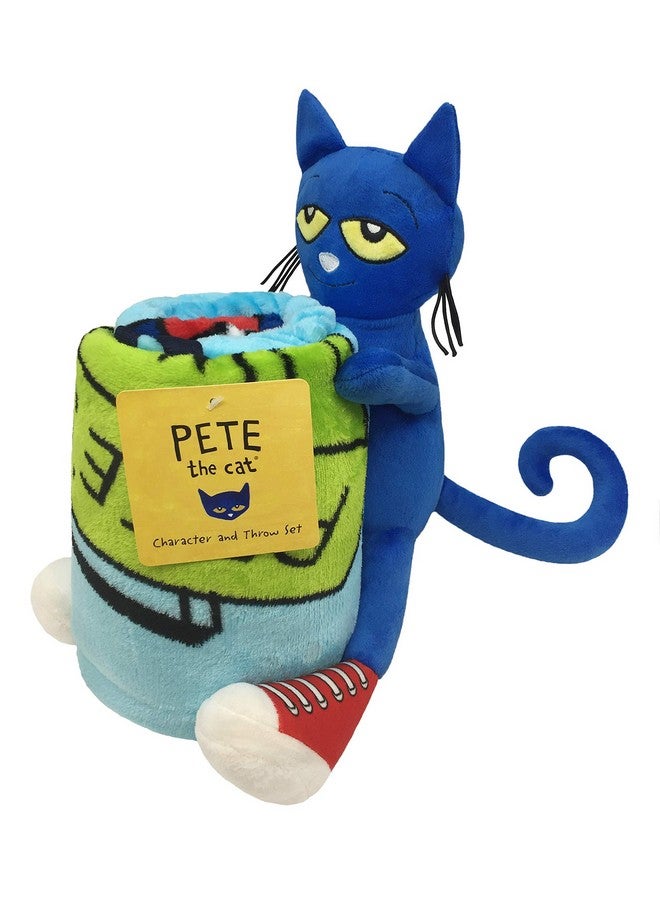 Pete The Cat Rock Out Mini Pillow Buddy And 46 Inch X 60 Inch Throw Set Kids Super Soft 2 Piece Blanket Set