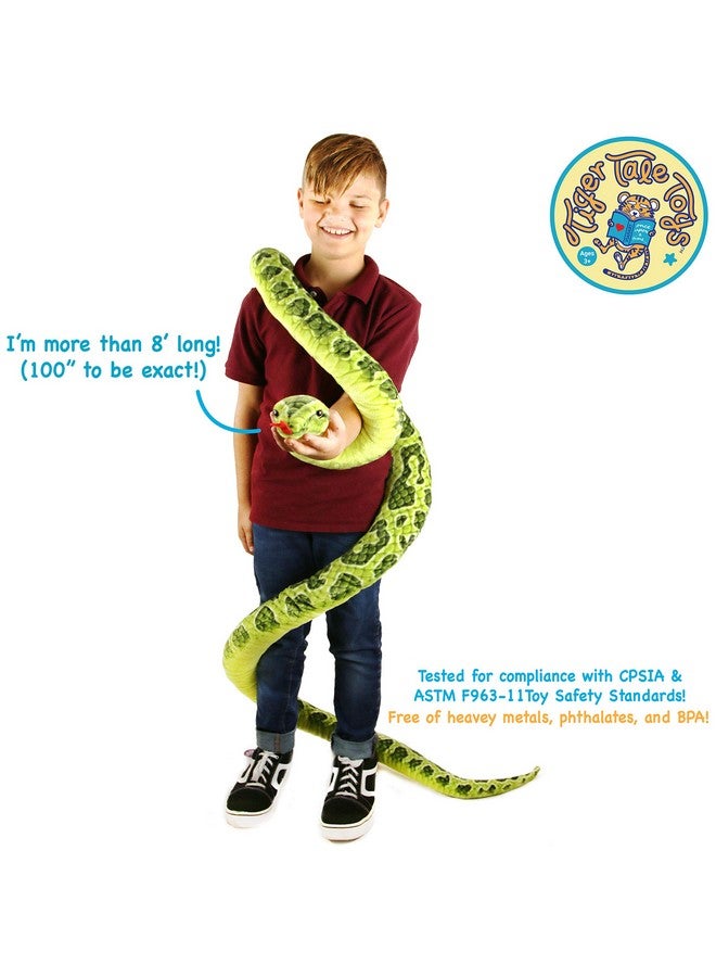 Gustavo The Green Anaconda 100 Inch Stuffed Animal Plush By Tigerhart Toys