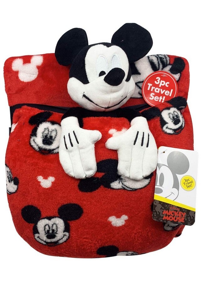 Disney Mickey Mouse Travel Set 3 Piece Kids Travel Set Includes Blanket, Pillow, & Plush (Offical Disney Product)